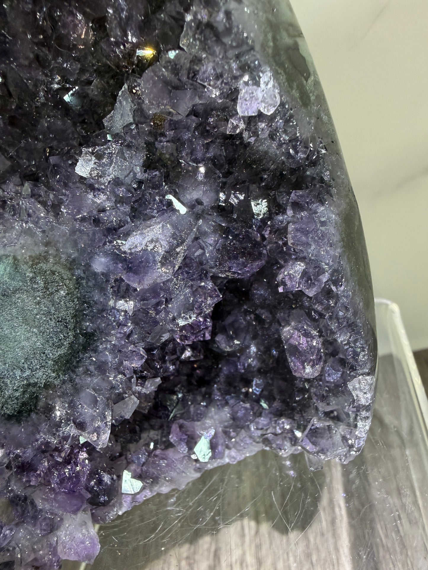 Amethyst Cut Base Geode. World Class Uruguayan Specimen With A Stalactite Eye. Stunning Top Quality Display Crystal.