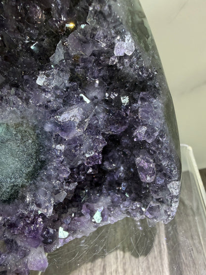 Amethyst Cut Base Geode. World Class Uruguayan Specimen With A Stalactite Eye. Stunning Top Quality Display Crystal.