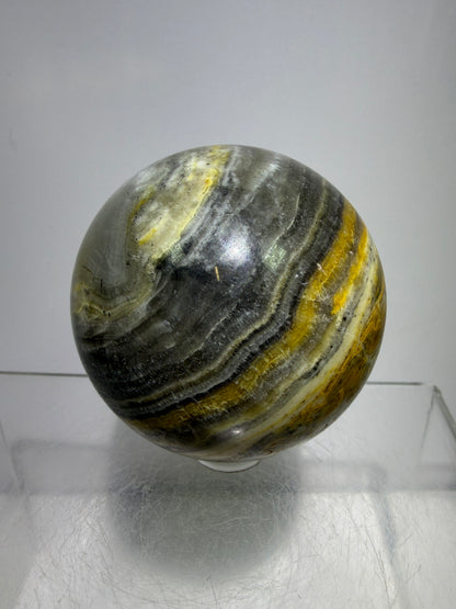 Banded Agate Sphere From Brazil. 57mm. Rare Colors And Patterns On This High Quality Display Sphere