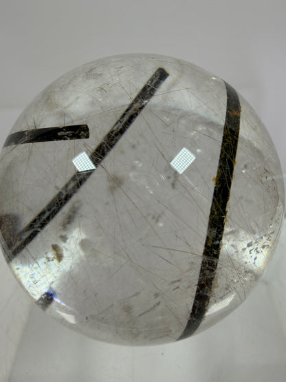 Rutile Quartz Sphere. 49mm. High Quality Rutile And Tourmaline Quartz. Very Rare Combination Of Inclusions.