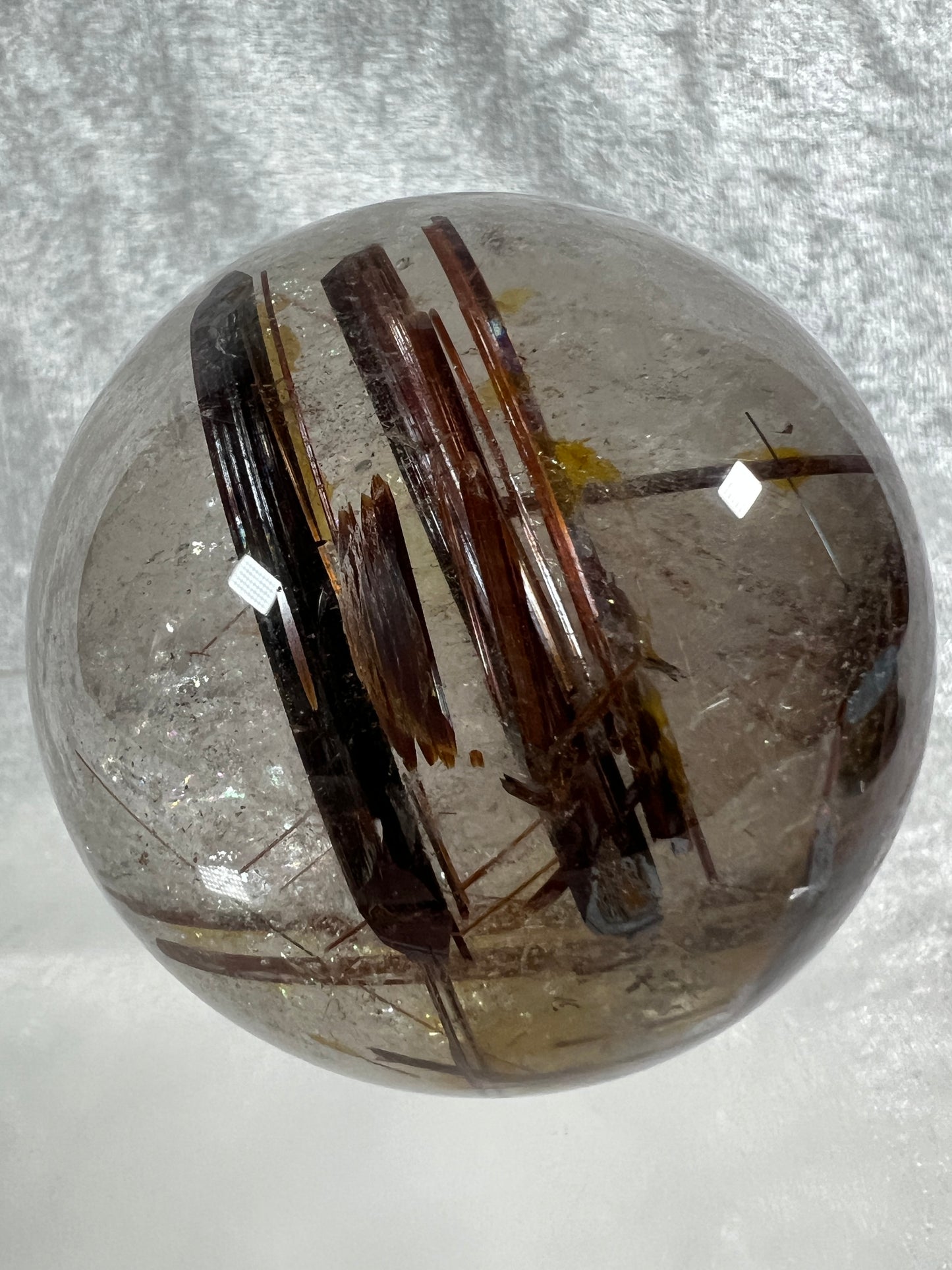 Copper Rutile Quartz Sphere. 72mm. Gorgeous Rare Copper Rutilated Quartz. Stunning Display Sphere