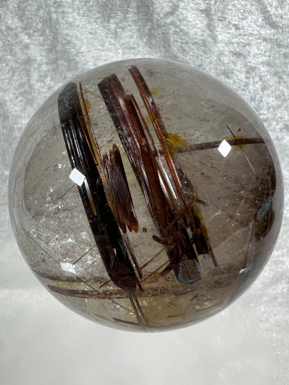 Copper Rutile Quartz Sphere. 72mm. Gorgeous Rare Copper Rutilated Quartz. Stunning Display Sphere