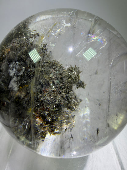 Garden Quartz Lodolite Sphere. 70mm. High Quality Landscape Quartz. Beautiful Large Display Sphere