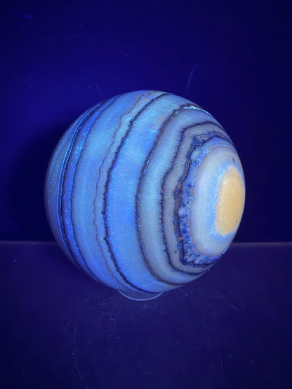Banded Zebra Calcite Sphere. 53mm. Gorgeous Calcite Display Sphere. Rare Colors With Stunning Patterns