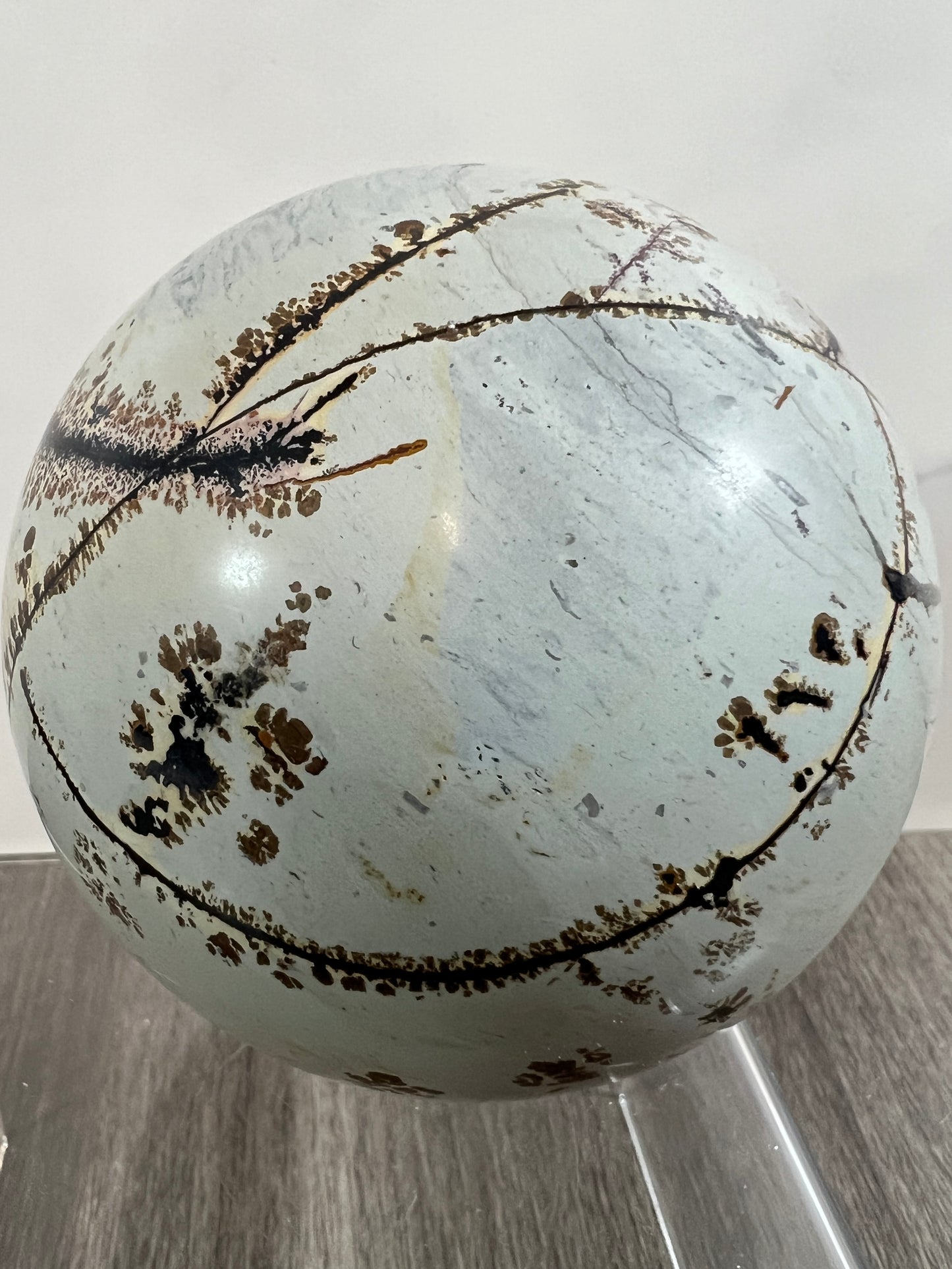Picture Jasper Crystal Sphere. 85mm. Gorgeous Chinese Painted Stone. All Natural Stunning Display Sphere.
