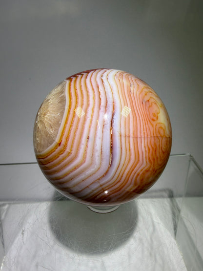 Carnelian Agate Sphere. 53mm. Amazing Patterns And Banding