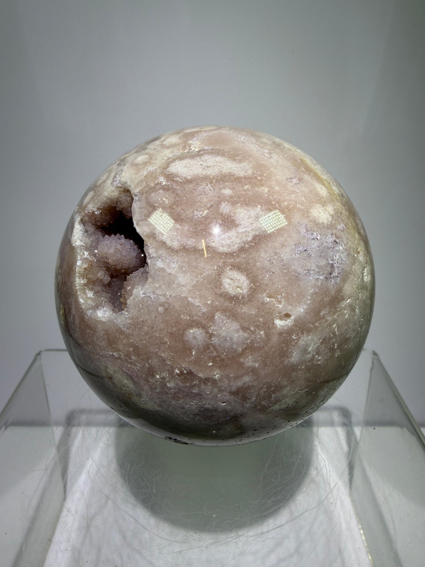 Pink Amethyst Crystal Sphere. 75mm. Gorgeous Druzy Amethyst And Flower Agate Sphere. Amazing Display Crystal.