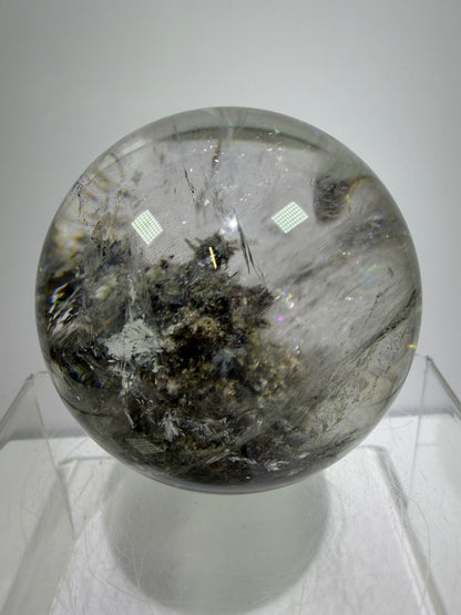 Garden Quartz Lodolite Sphere. 70mm. High Quality Landscape Quartz. Beautiful Large Display Sphere