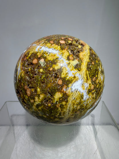 Ocean Jasper Sphere. 72mm. Very Flashy Druzy Sphere. High Quality Stunning Display Crystal
