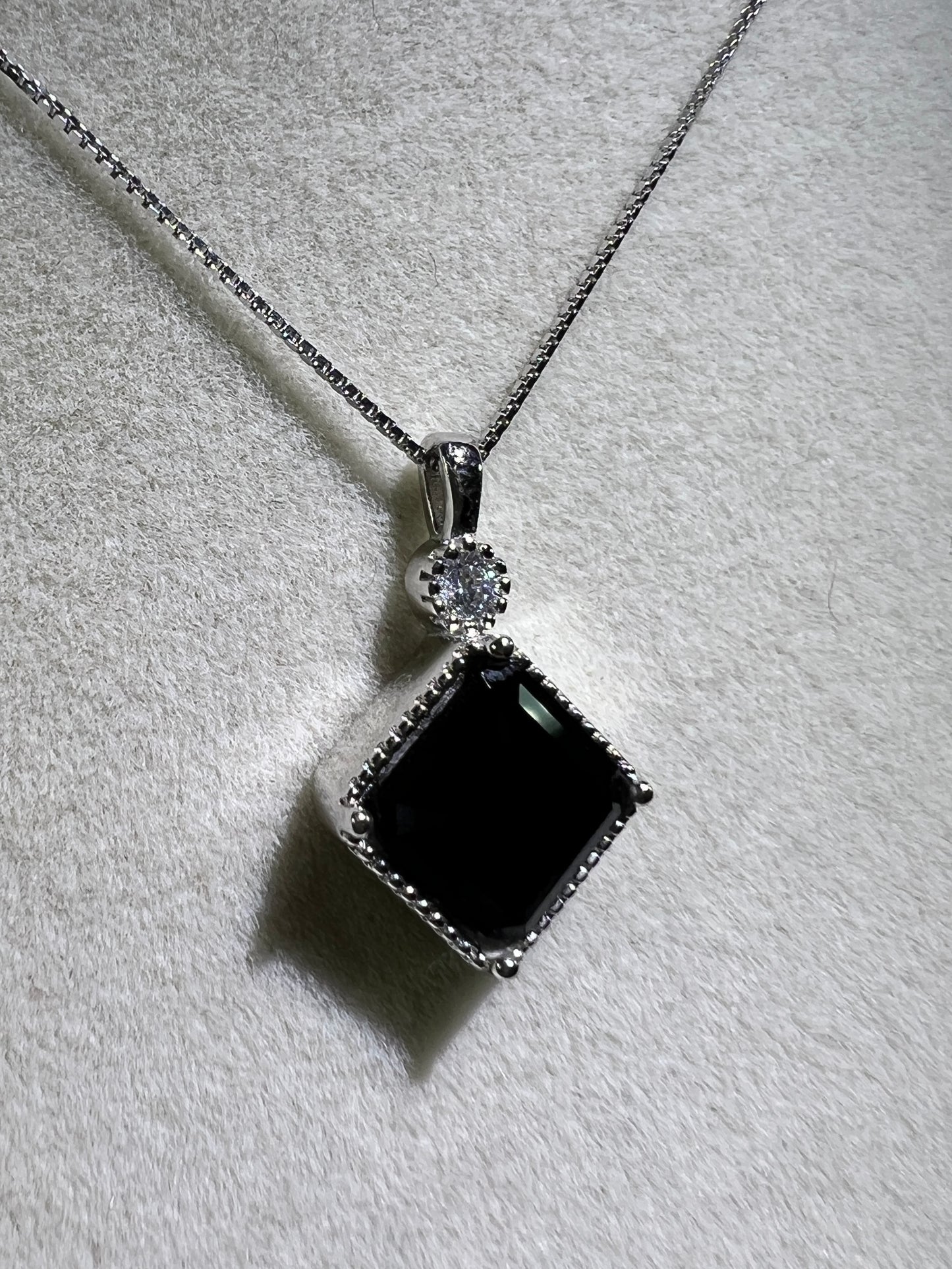 Black Spinel Crystal Pendant. S925 Silver Setting And Necklace. High Quality Gorgeous Necklace.