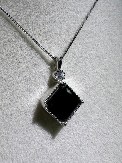 Black Spinel Crystal Pendant. S925 Silver Setting And Necklace. High Quality Gorgeous Necklace.