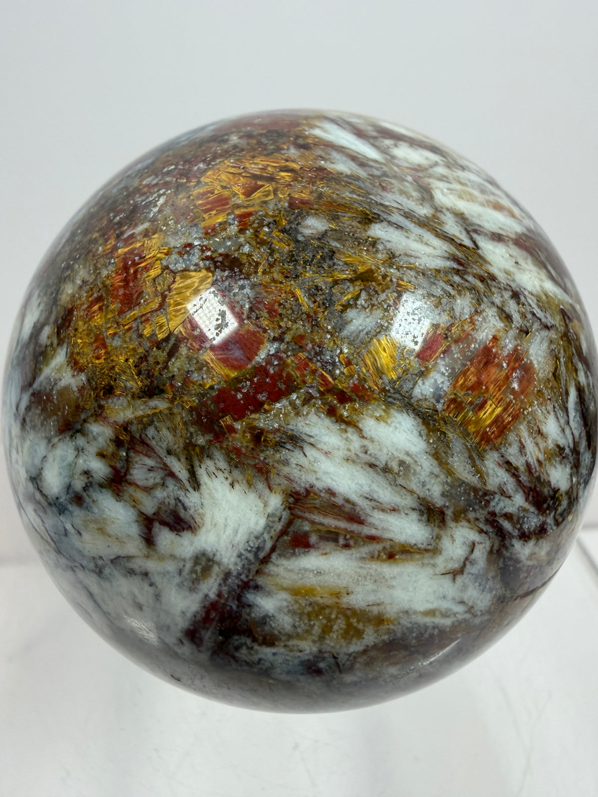 Pietersite Crystal Sphere. 66mm. Stunning Red And Blue Pietersite Crystal. High Quality Rare Display Sphere.