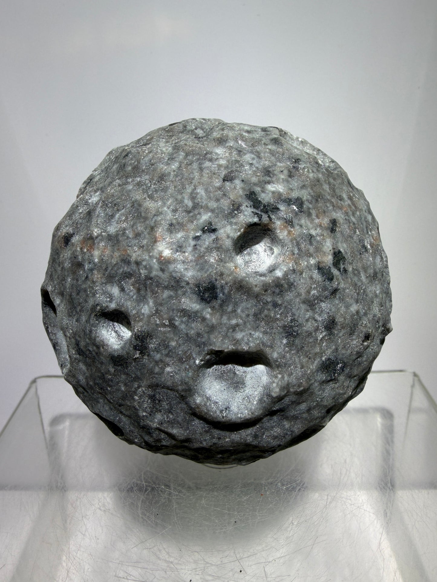 Yooperlite Moon Crystal Sphere. 72mm. Custom Carved Lunar Moonscape. Crazy Fireball Asteroid Display Sphere. Amazing UV Reactive Yooperlite