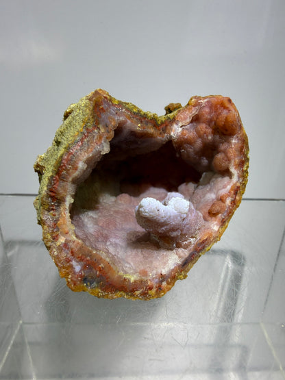 Pink Chalcedony Geode. High Quality Sugar Druzy Specimen From Morocco. Stunning Display Crystal