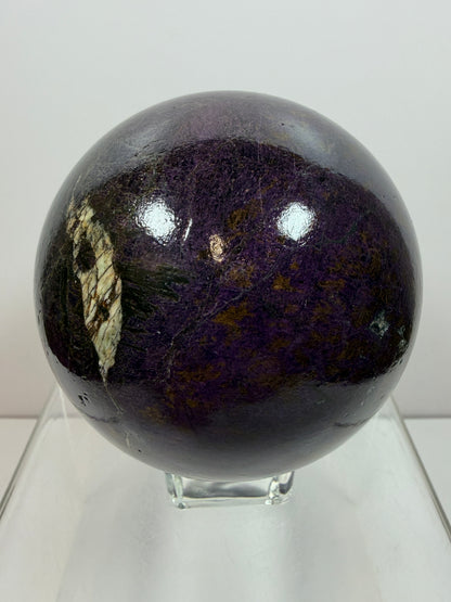 Purpurite Crystal Sphere. 86mm. Extra Large Rare Display Crystal From Brazil. Stunning Purple Flash!