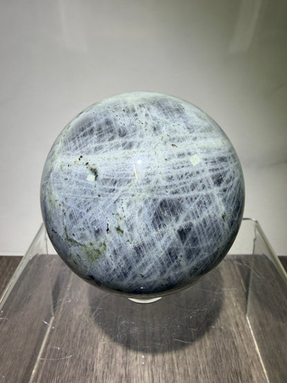 Labradorite Crystal Sphere. 61mm. Stunning Pink Rainbow Flash. Gorgeous Display Sphere.