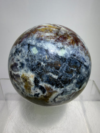 Pietersite Crystal Sphere. 66mm. Stunning Red And Blue Pietersite Crystal. High Quality Rare Display Sphere.