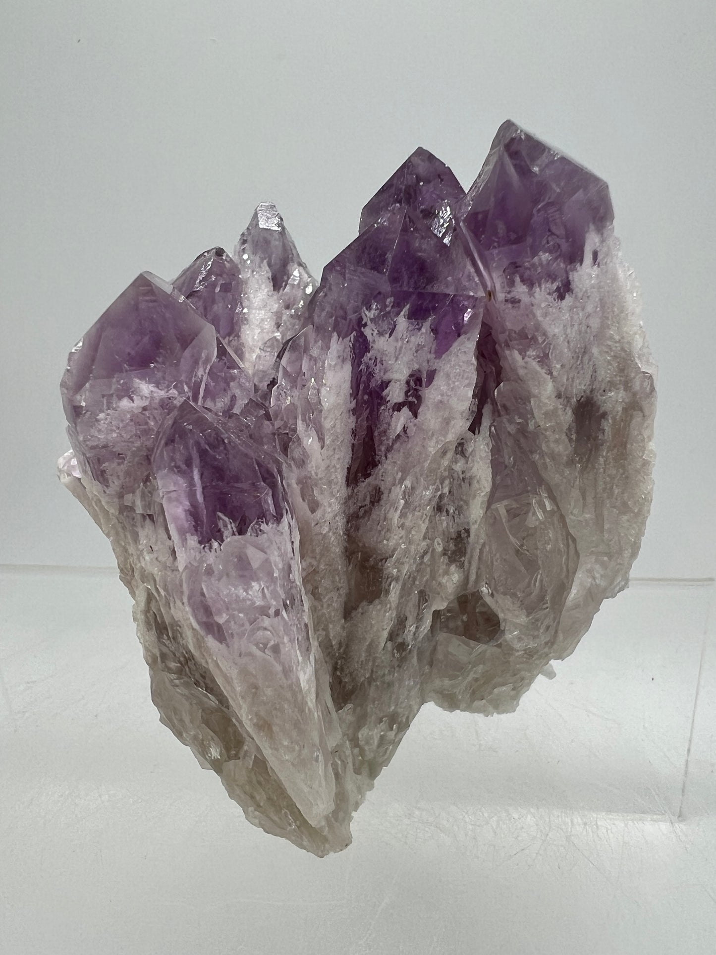 Sugar Amethyst Cluster. Beautiful Shades Of Lavender With White Druzy Quartz. Beautiful Rare Amethyst Specimen From Zambia