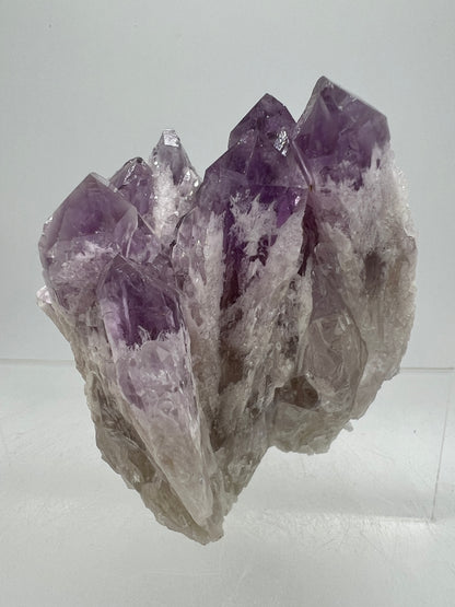 Sugar Amethyst Cluster. Beautiful Shades Of Lavender With White Druzy Quartz. Beautiful Rare Amethyst Specimen From Zambia
