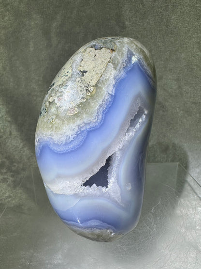 Blue Lace Agate Freeform. Gorgeous Sugar Druzy Polished Freeform From Malawi. Rare Mineral Specimen.