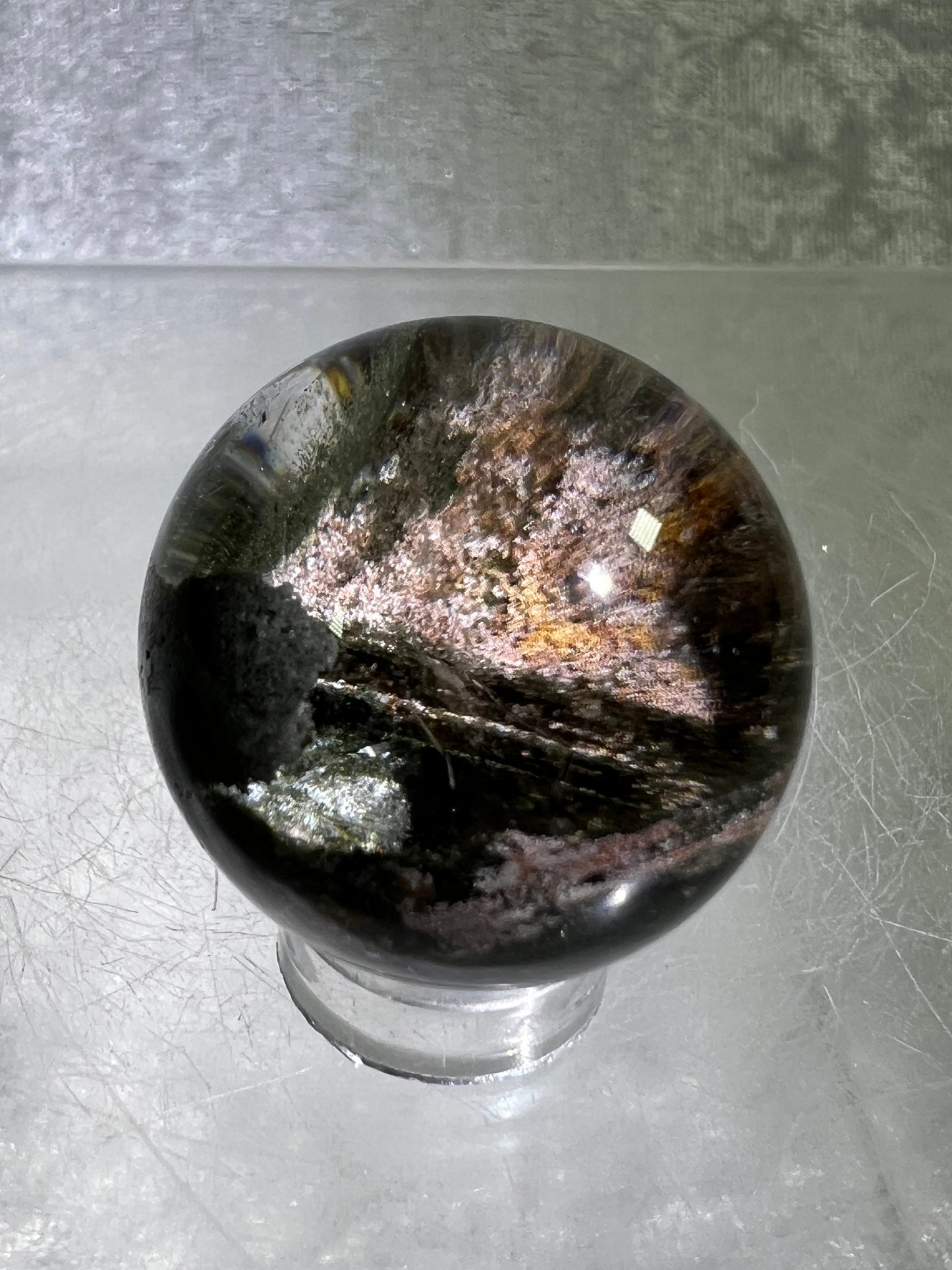 Garden Quartz Lodolite Sphere. Amazing High Quality Four Seasons Landscape.