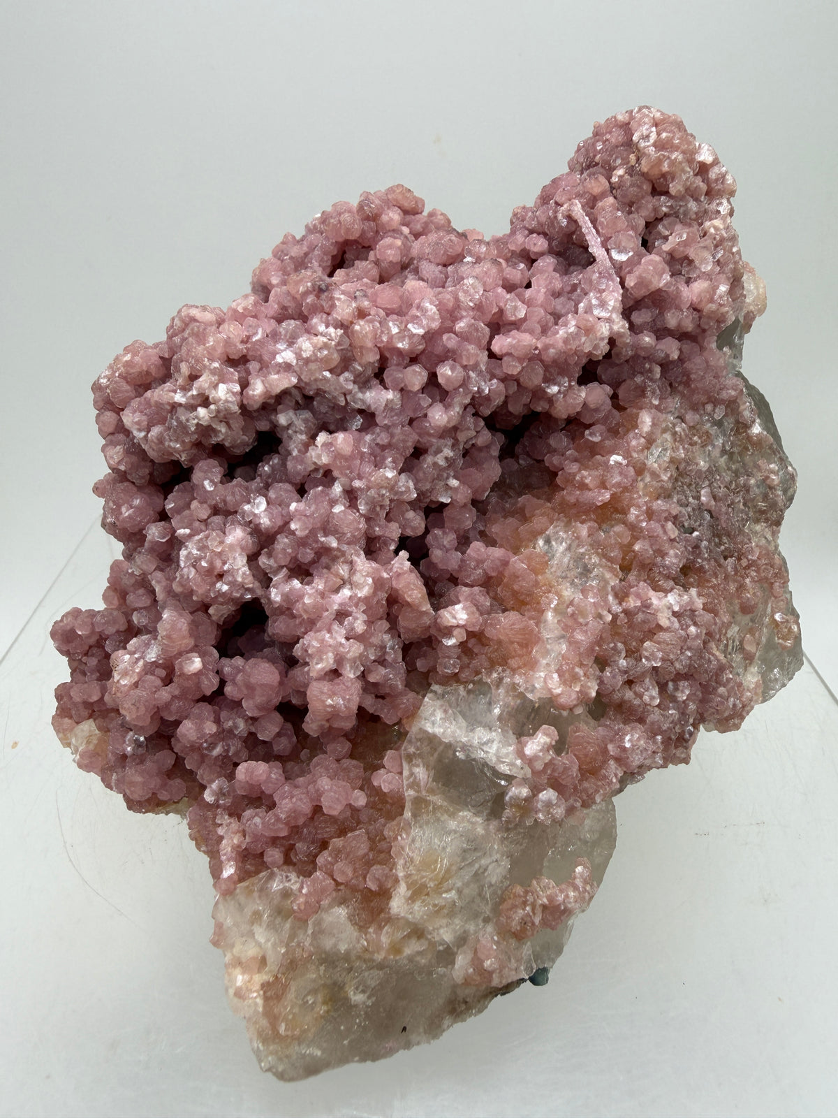 Pink Botryoidal Lepidolite And Tourmaline On A Citrine Matrix. Very Rare High Quality Specimen From Brazil. Gorgeous Large Pink Grape Agate