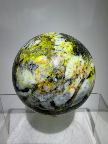 Realgar Crystal Sphere. 67mm. Rare Polished Display Sphere. Stunning Colors And Patterns