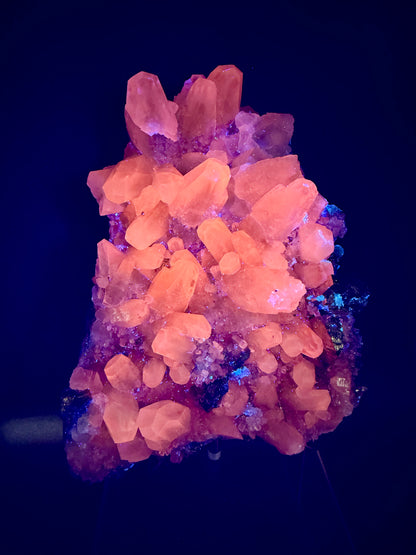 Pyrite And Mangano Calcite Display Specimen. Large High Quality Pyrite And UV Reactive Calcite From Peru. Amazing Rare Multi Mineral Specimen.