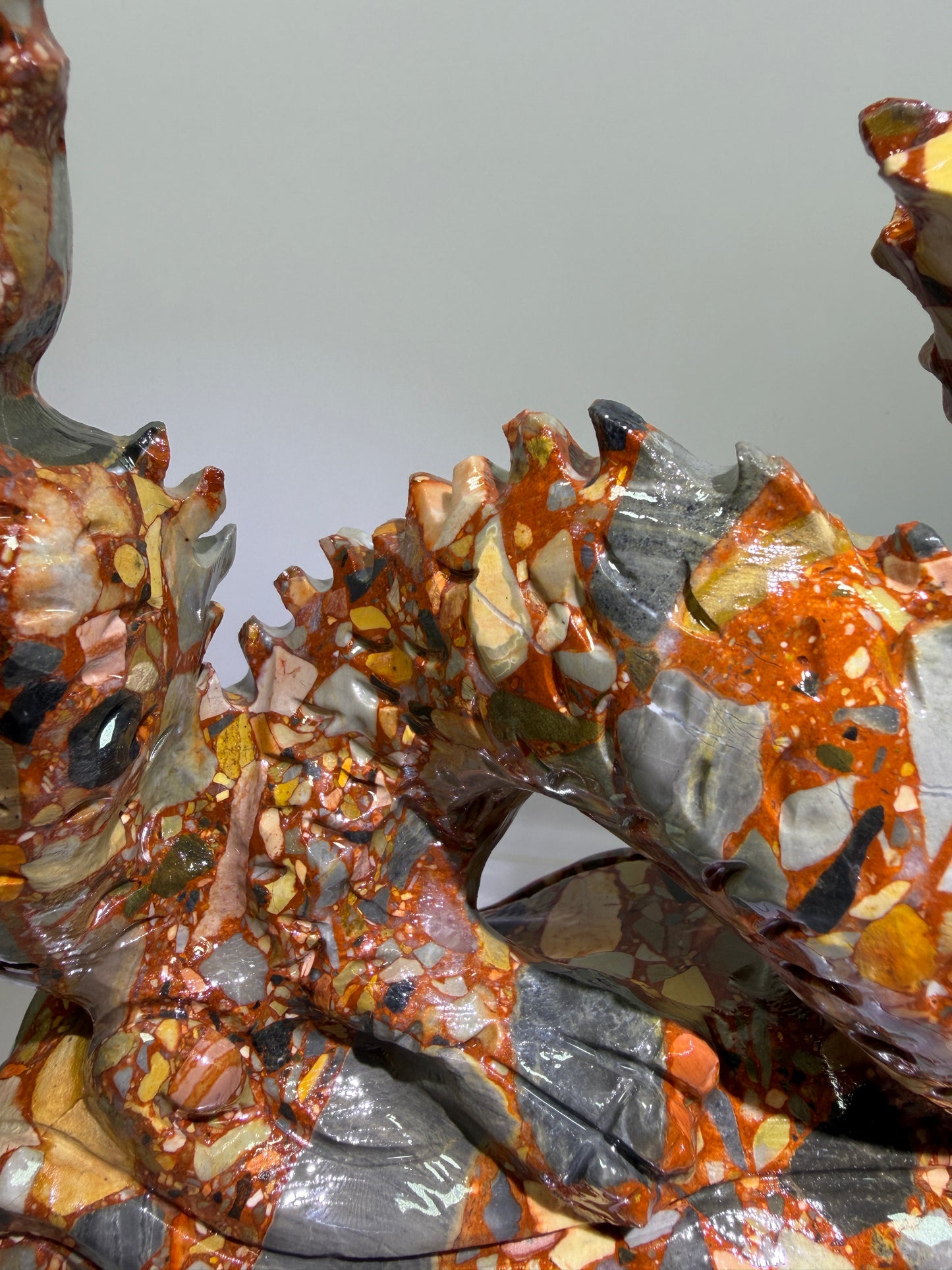 Chinese Carved Crystal Dragon. Large Colorful Dragon Carving. High Quality Display