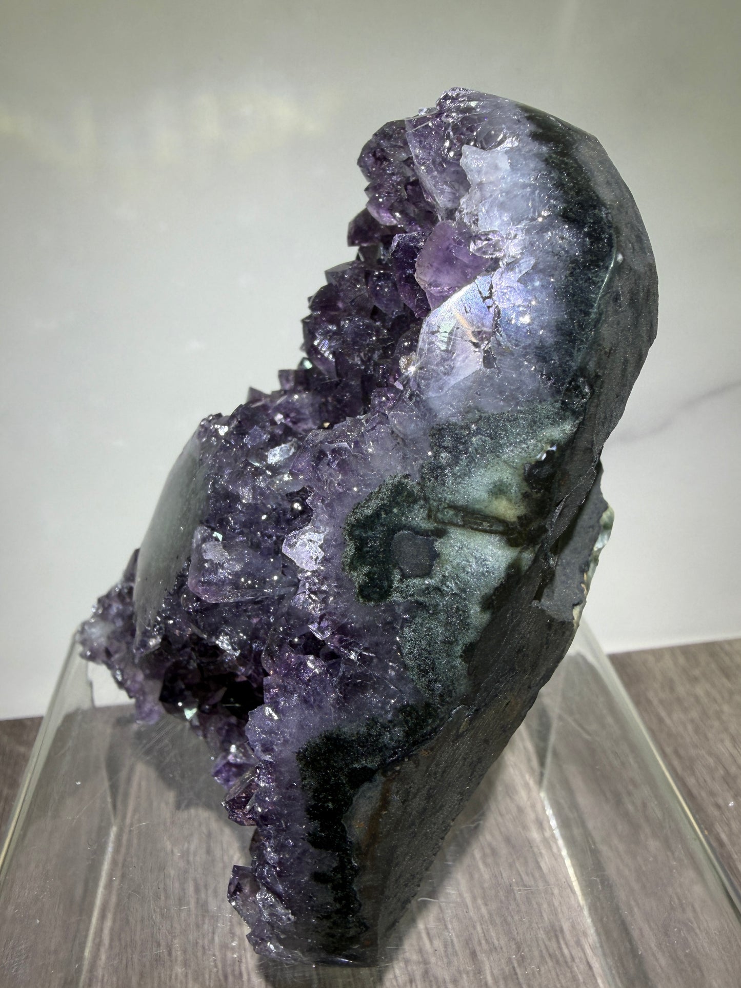 Amethyst Cut Base Geode. World Class Uruguayan Specimen With A Stalactite Eye. Stunning Top Quality Display Crystal.