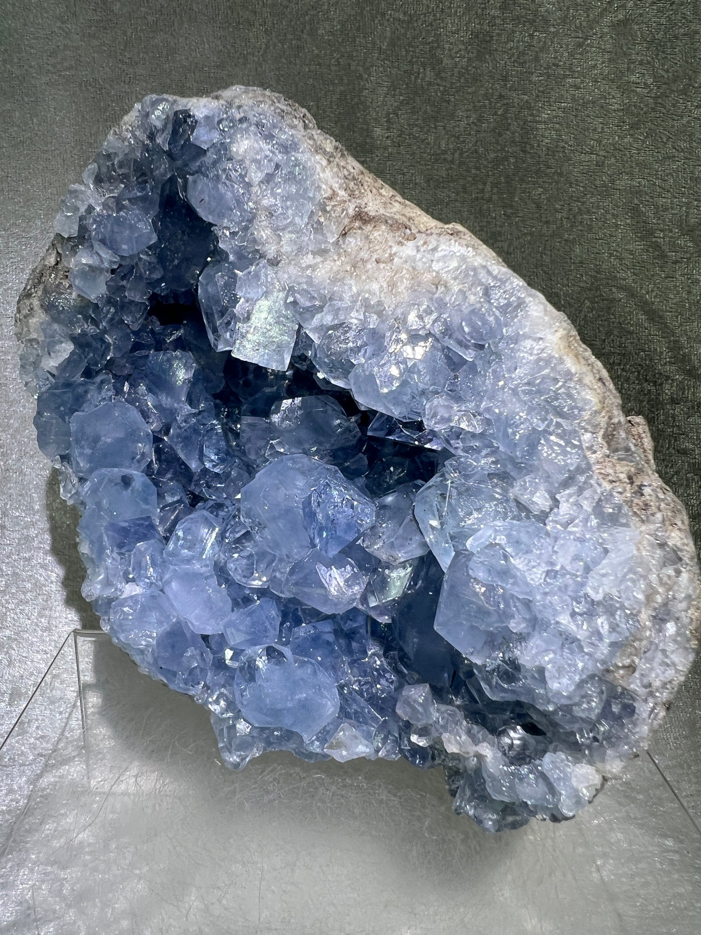 Celestite Geode From Madagascar. 6.5 lbs. Large High Quality Celestine Specimen.