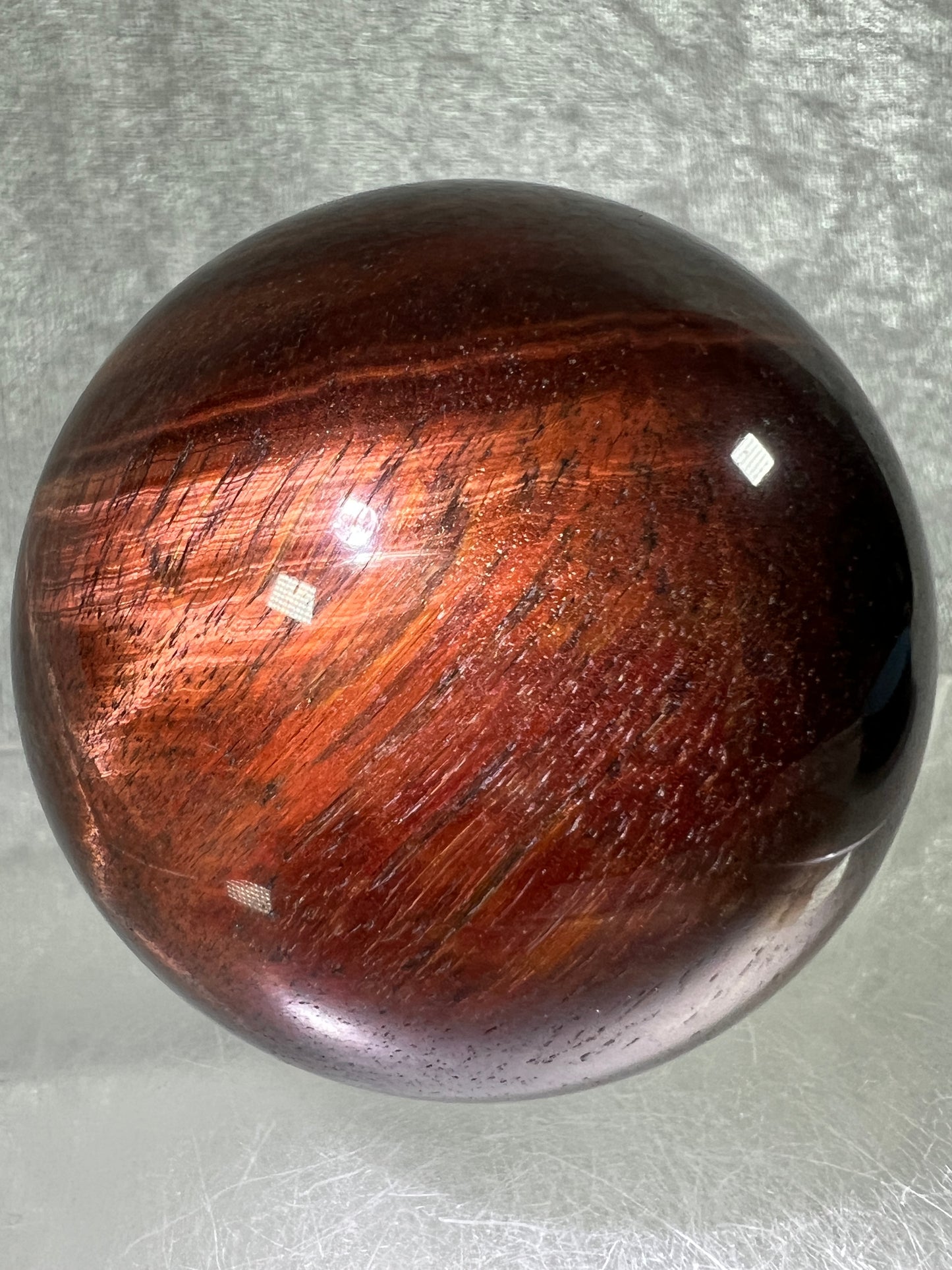 Red Tigers Eye Sphere. 65mm. Amazing Red And Gold Flash! Gorgeous Display Sphere!