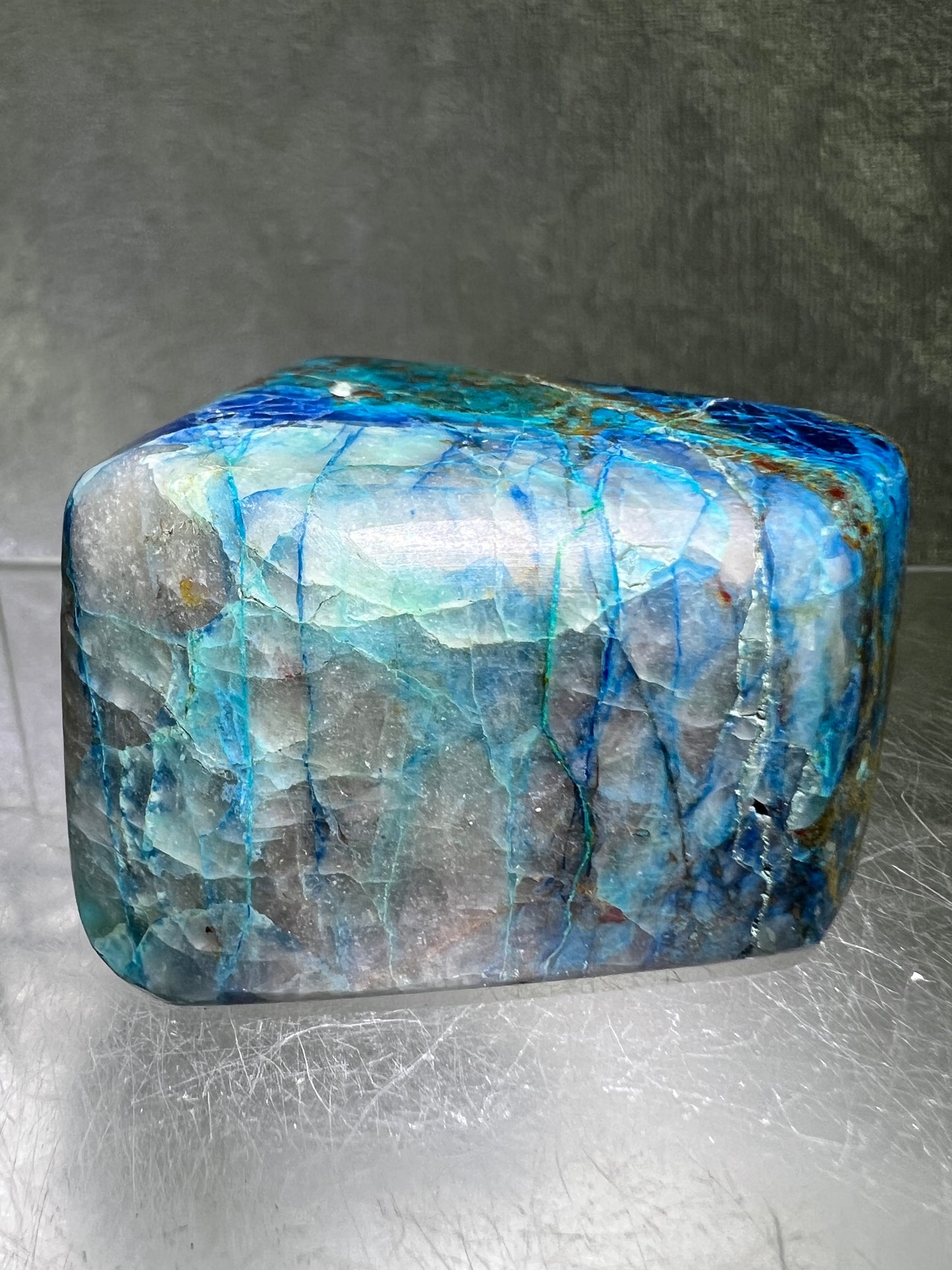 Shattuckite Polished Freeform. Gorgeous Blue Mineral From Namibia. Very Unique And Special Display Crystal.