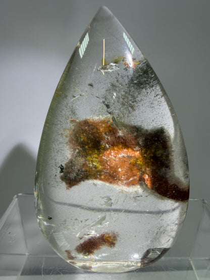 Garden Quartz Crystal Flame. Gorgeous Orange And Green Landscape. Rare Lodolite Quartz Flame