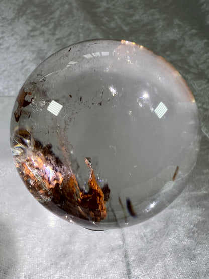 Garden Quartz Lodolite Sphere. Stunning High Quality Orange Landscape.