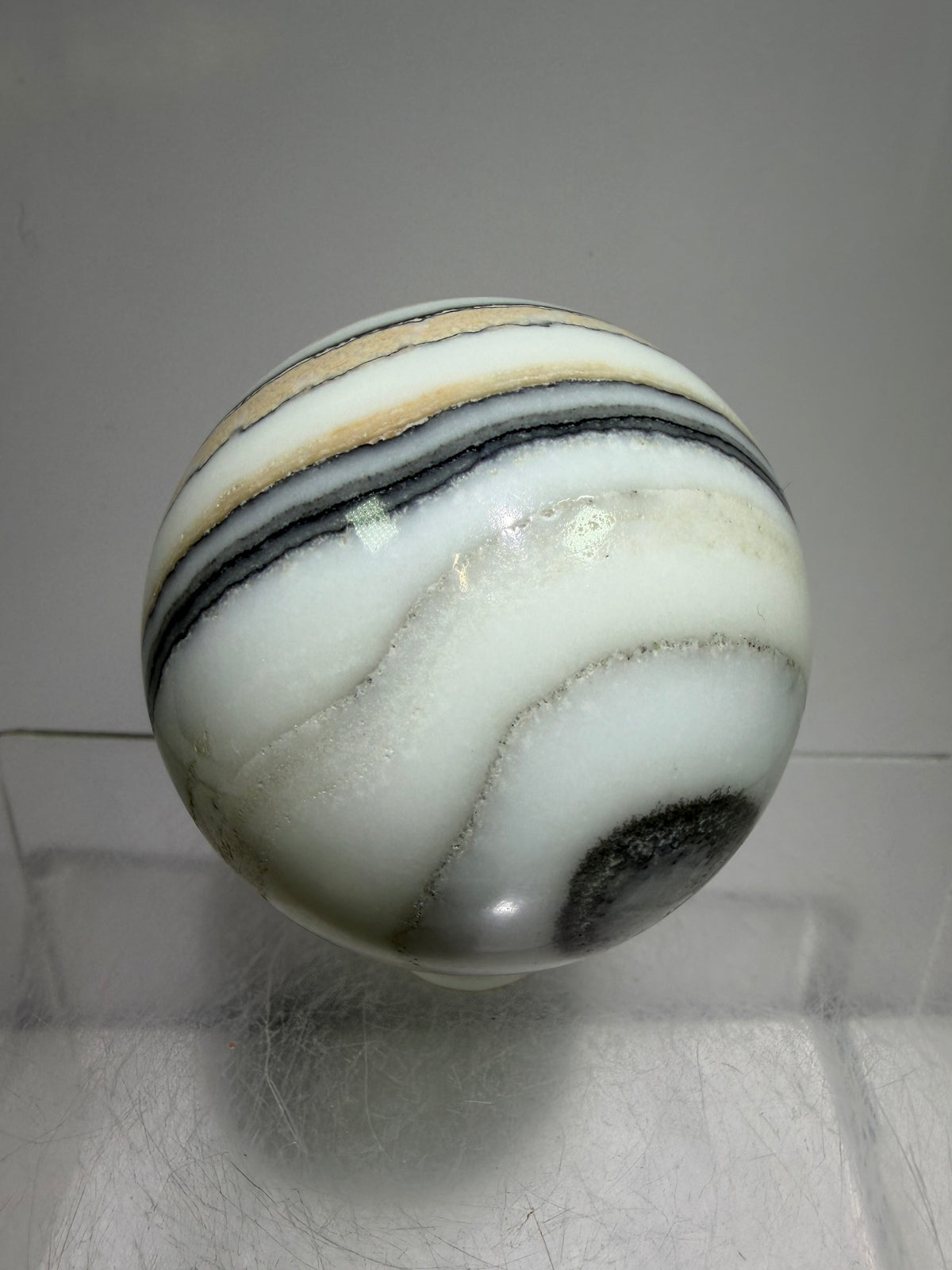 Banded Zebra Calcite Sphere. 53mm. Gorgeous Calcite Display Sphere. Rare Colors With Stunning Patterns