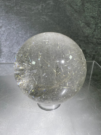 Rutile Quartz Sphere. Beautiful Rare Golden Rutilated Quartz. Stunning Display Sphere