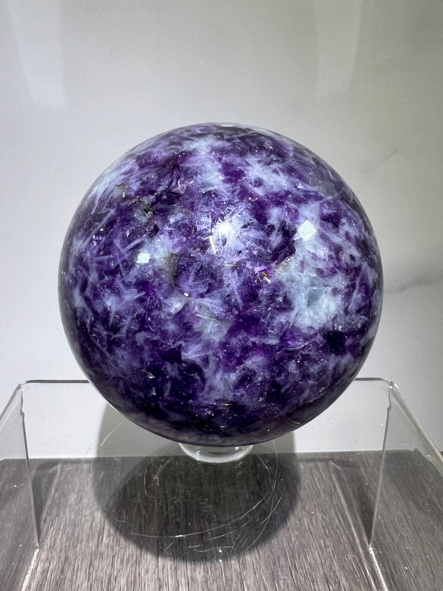 Lepidolite Purple Mica Sphere. 61mm. Gorgeous Flashy Mica Display Crystal.