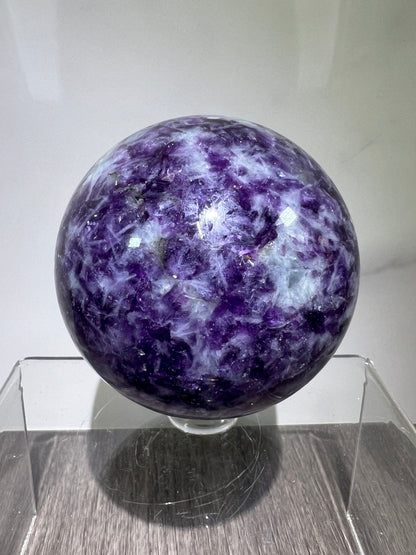 Lepidolite Purple Mica Sphere. 61mm. Gorgeous Flashy Mica Display Crystal.
