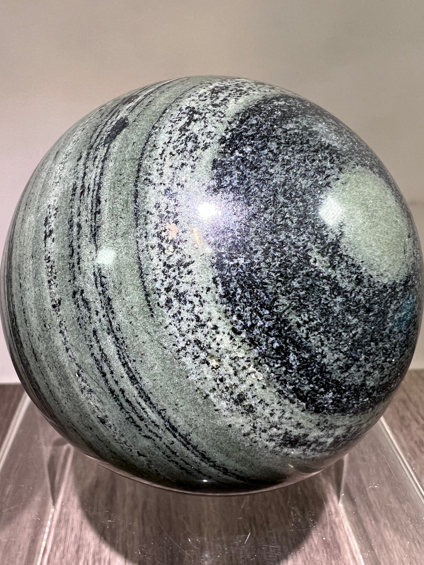 Green Zebra Jasper Sphere. 80mm. Large Display Sphere From Madagascar. Gorgeous High Quality Rare Crystal