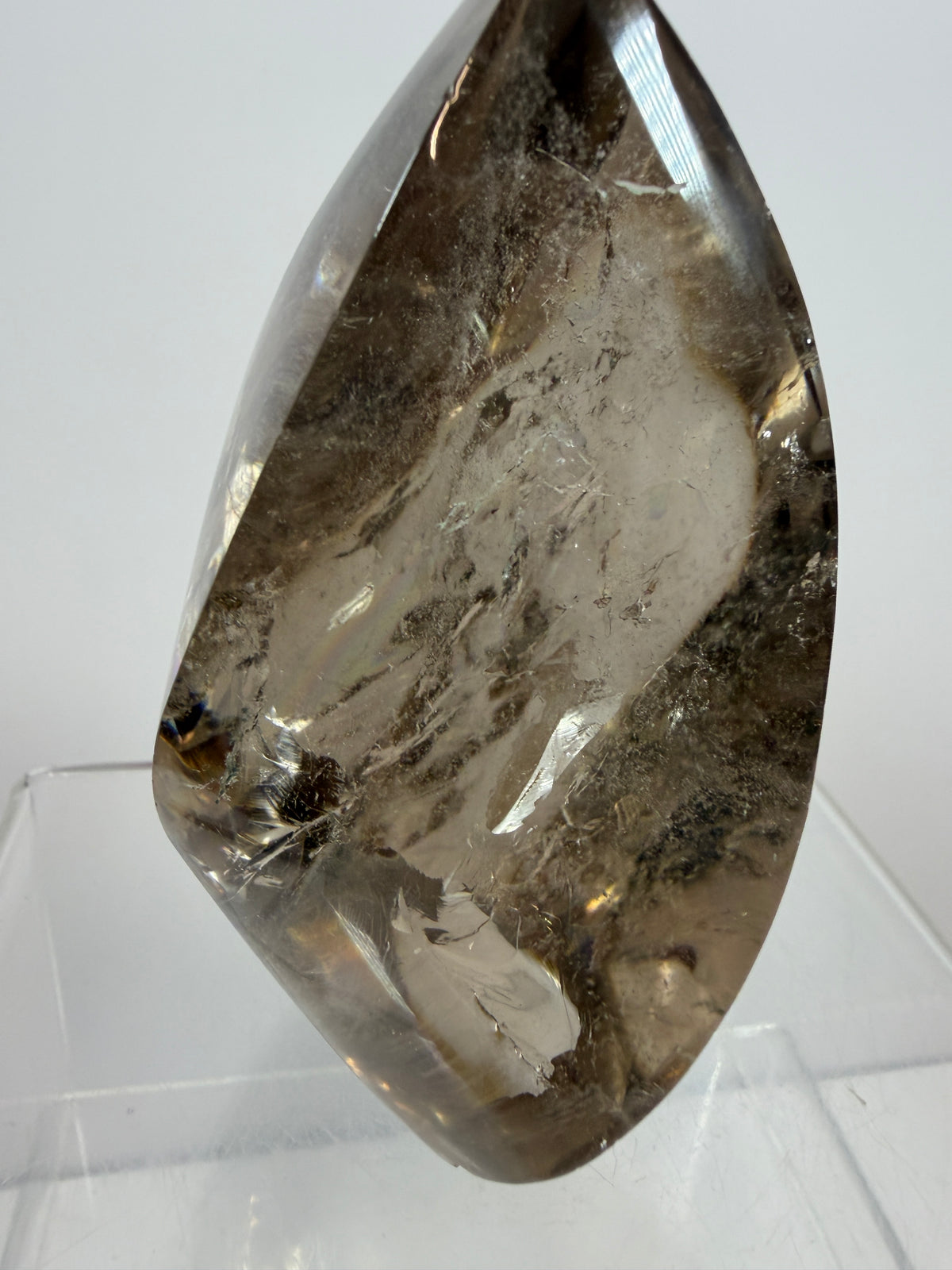 Smoky Quartz Crystal Flame. Huge Rainbows! Gorgeous Polished Flame From Brazil. Beautiful Display Crystal