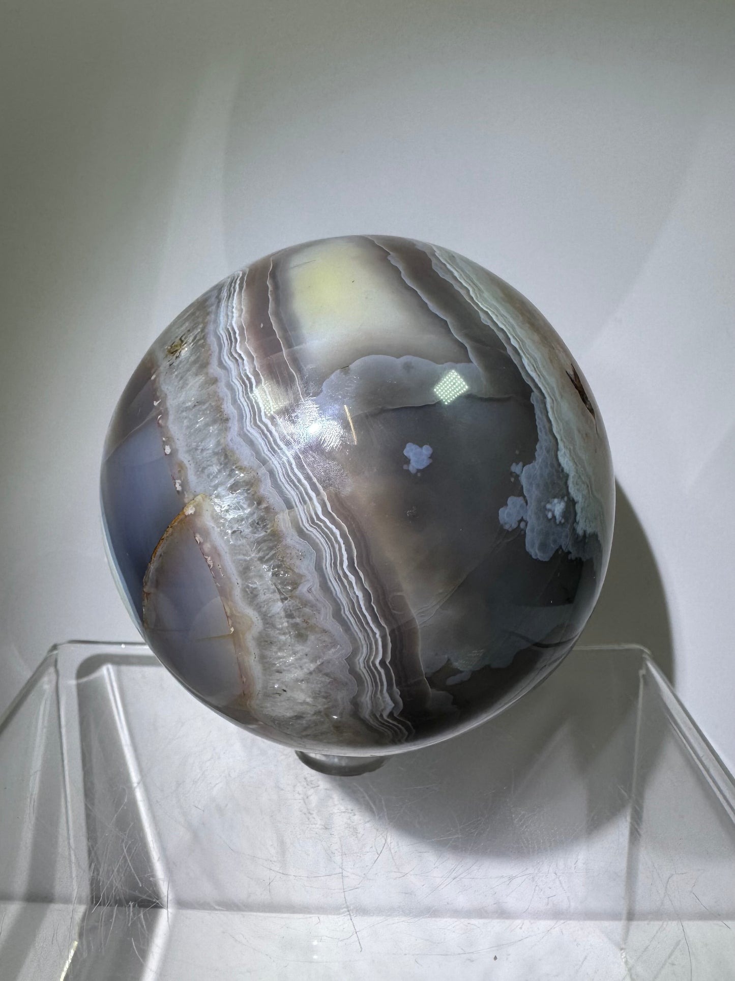 Sashe River Agate Sphere. 75mm. Incredible Display Sphere From Zimbabwe.