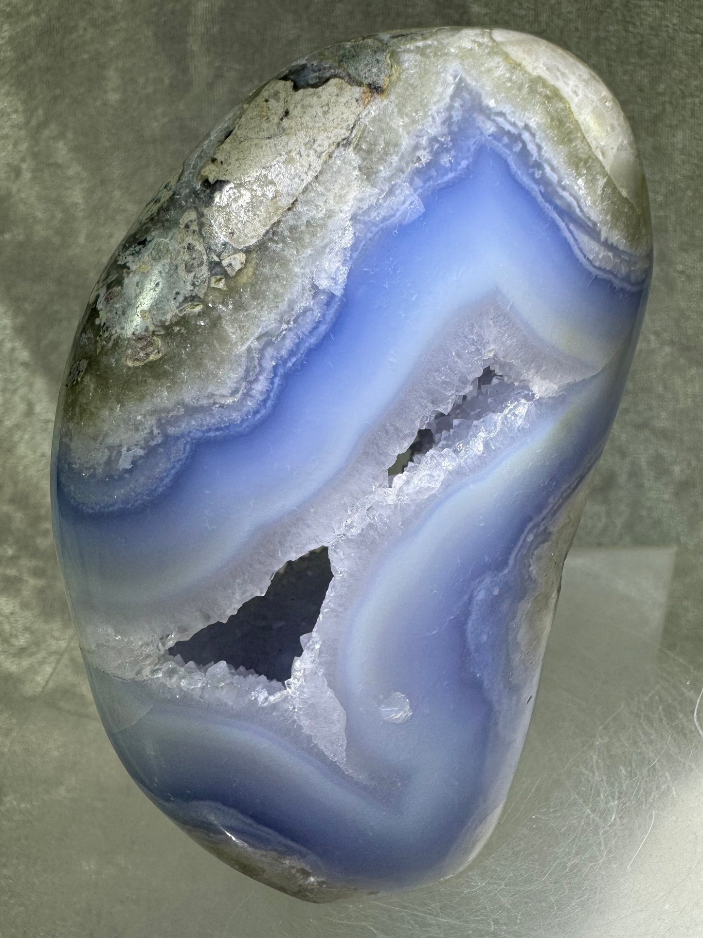 Blue Lace Agate Freeform. Gorgeous Sugar Druzy Polished Freeform From Malawi. Rare Mineral Specimen.