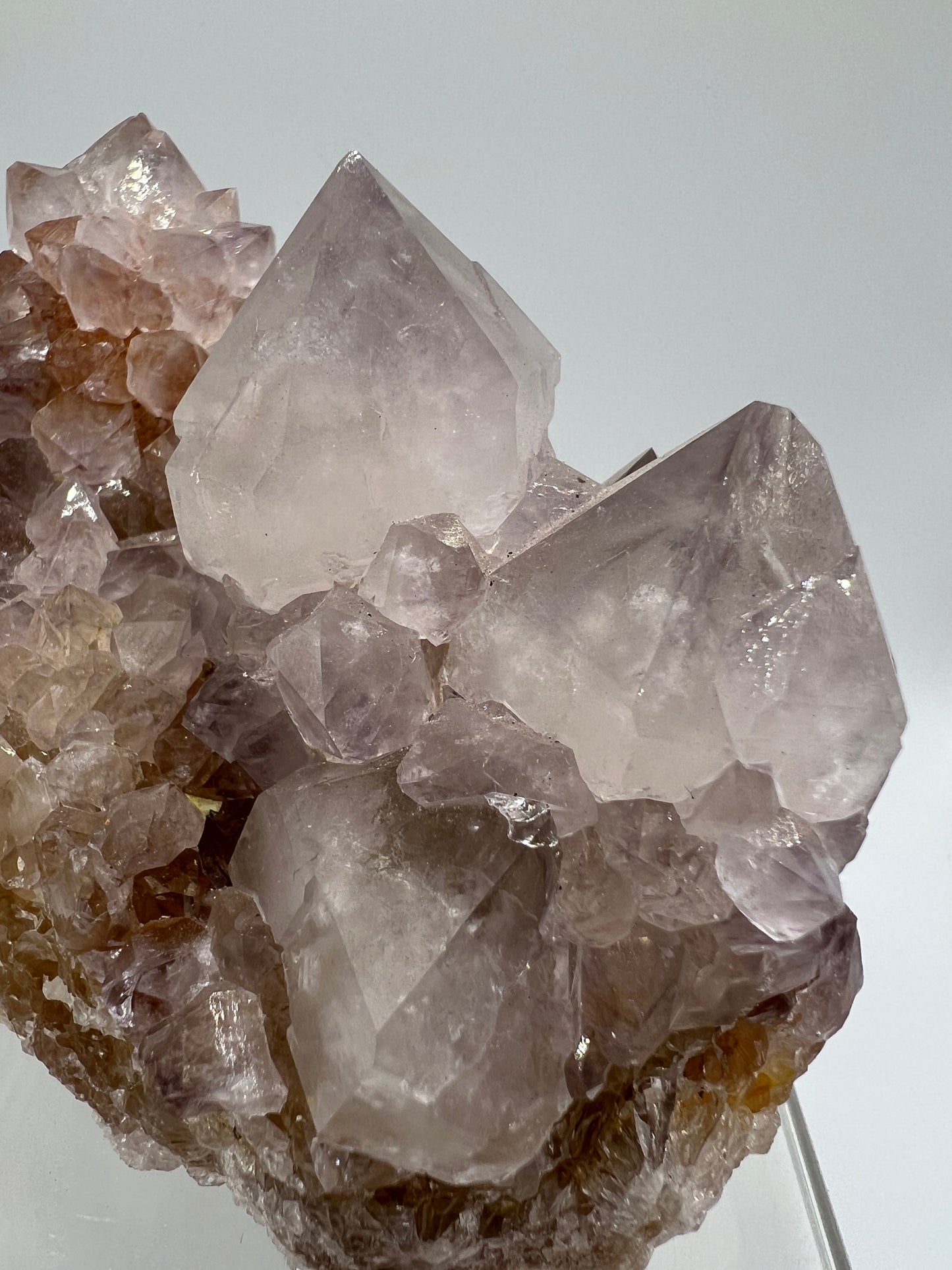 Spirit Quartz Cluster. Very High Quality Mineral Specimen. Amazing Points With Hematite Inclusions. Beautiful Cactus Quartz, Fairy Quartz From South Africa.