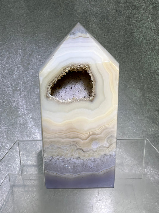 Druzy Agate Tower From Brazil. Top Quality Agate With Amazing Banding. Gorgeous Sugar Druzy Agate.