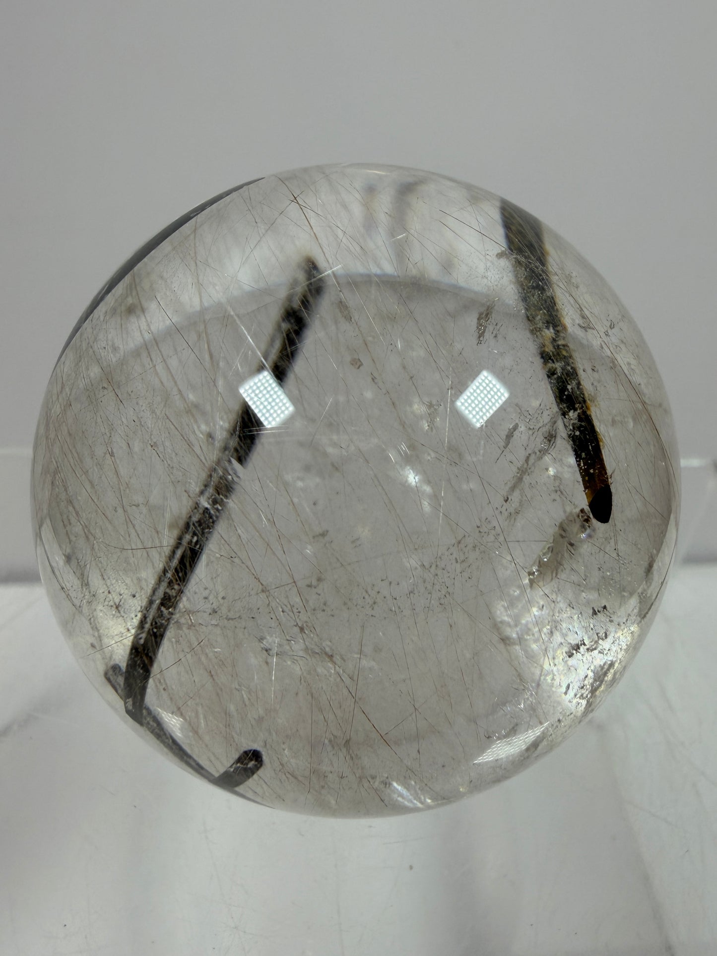Rutile Quartz Sphere. 49mm. High Quality Rutile And Tourmaline Quartz. Very Rare Combination Of Inclusions.