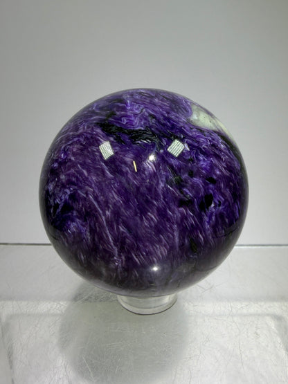 Charoite Crystal Sphere. 50mm. High Quality Beautiful Crystal. Amazing Patterns And Flash. Stunning Rare Crystal