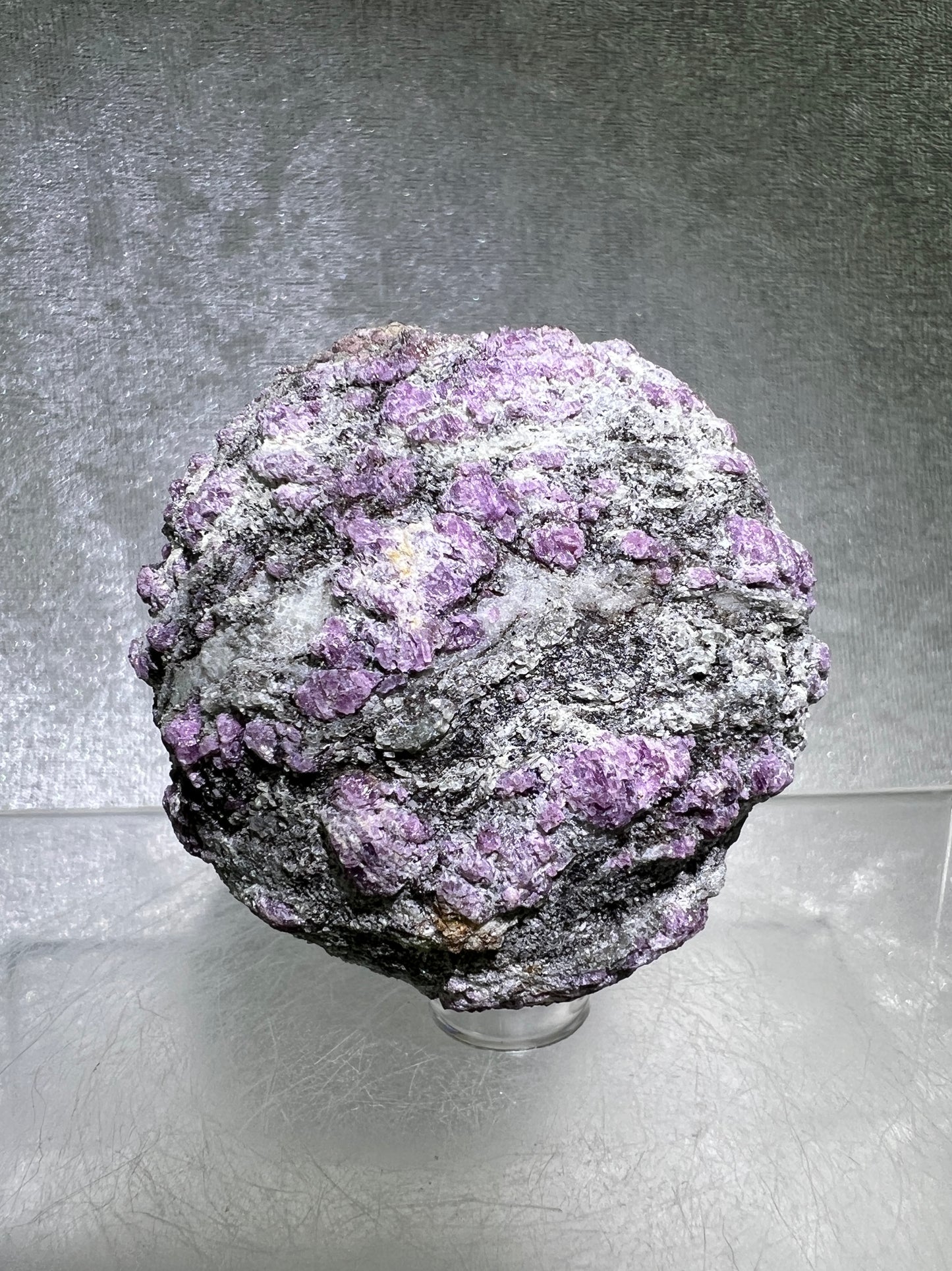 Plum Blossom Tourmaline Raw Sphere. 64mm. Very Unique and Eye Catching. One Of A Kind Display Sphere.