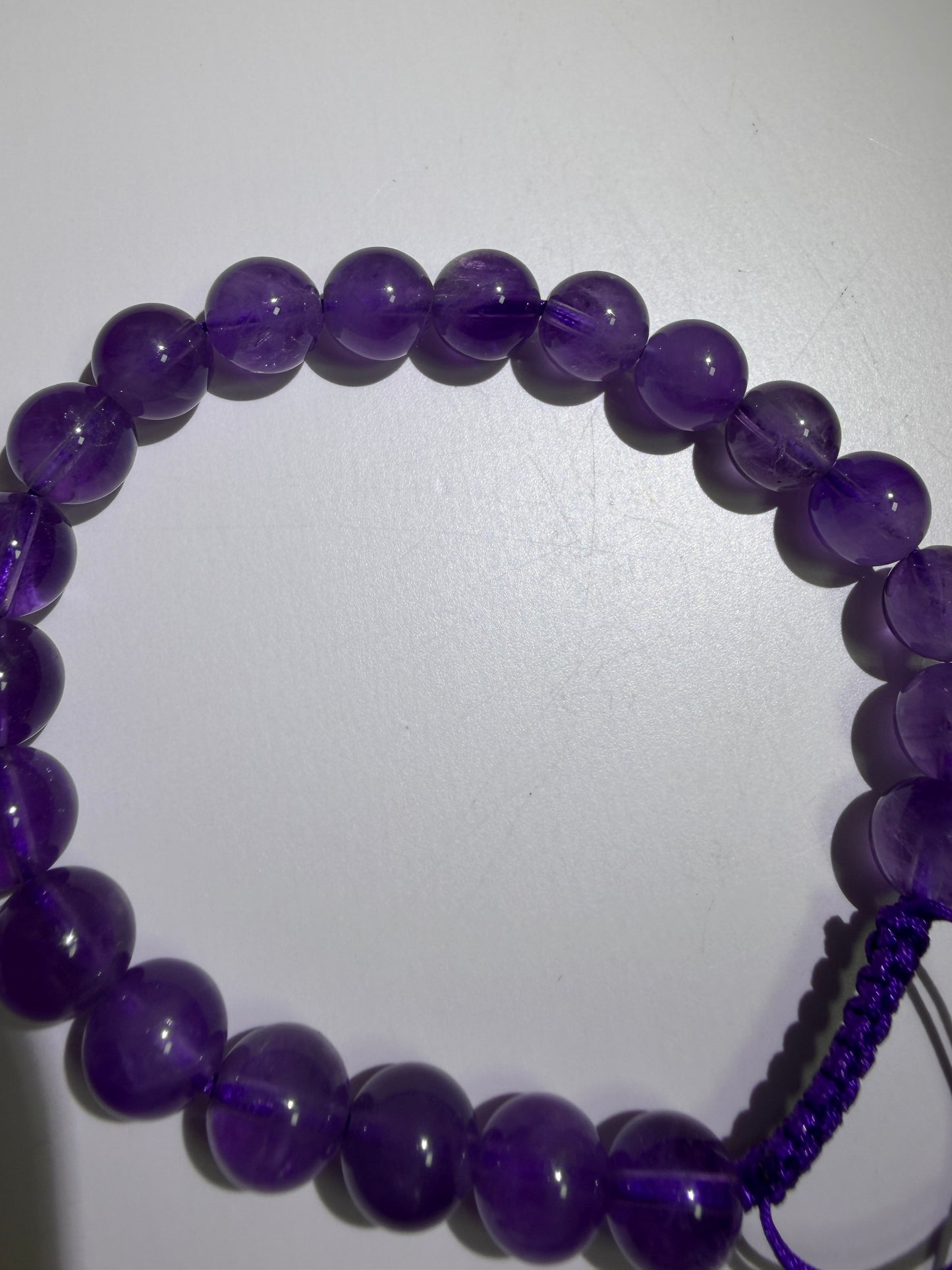 Amethyst Bead Bracelet. 8mm. Gorgeous Crystal Bracelet With Adjustable Band