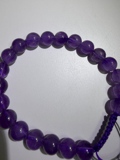 Amethyst Bead Bracelet. 8mm. Gorgeous Crystal Bracelet With Adjustable Band